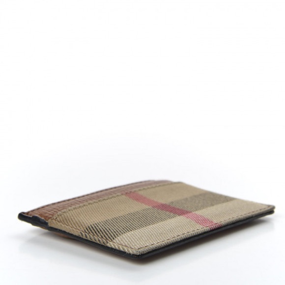 BURBERRY Grainy Calfskin House Check Sandon Card Case in Tan AUTHENTIC - Picture 4 of 7